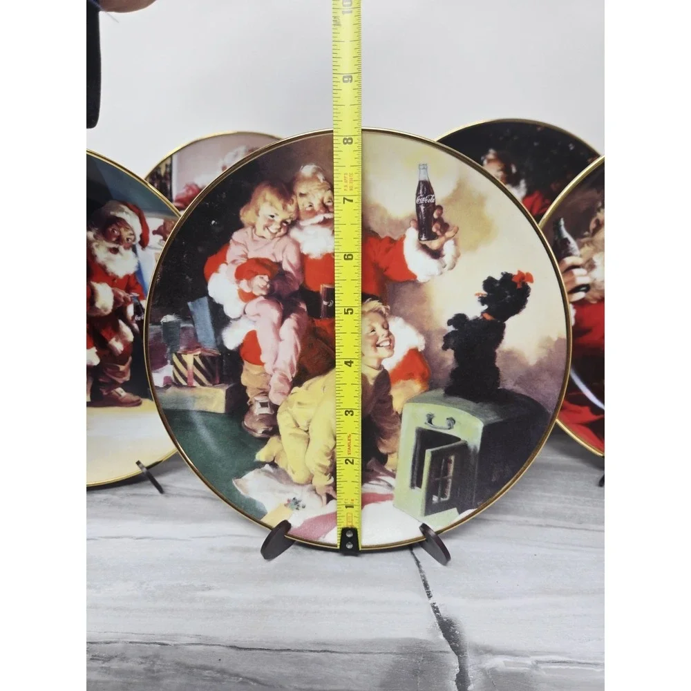4 Vintage 90s Coca Cola Plates Franklin Mint Collectible Santa Christmas Cookies